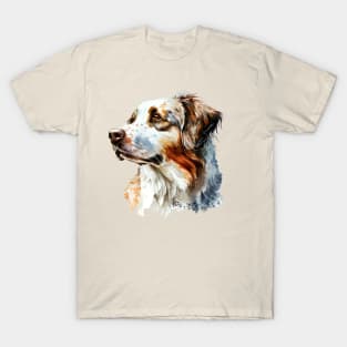 Border Collie Dog Watercolor Painting T-Shirt